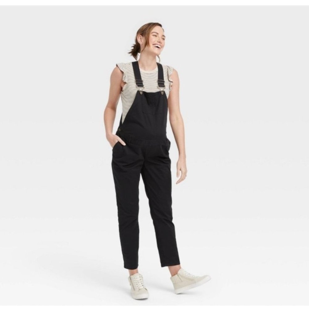 The Nines by Hatch Classic Twill Black Maternity Overalls XS